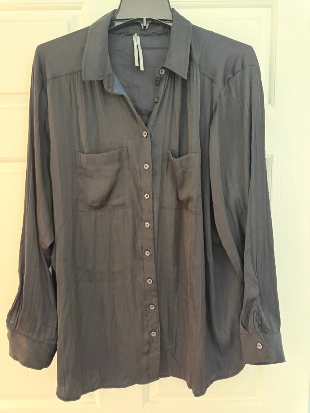 Anthropologie silk satin button down shirt